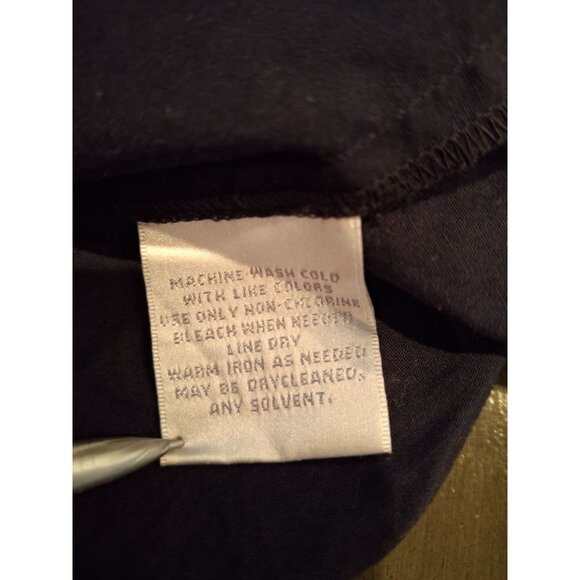 Worthington Womens Blouse 12 Black Short Sleeve V Neck Looped Collar Goth - Picture 5 of 8